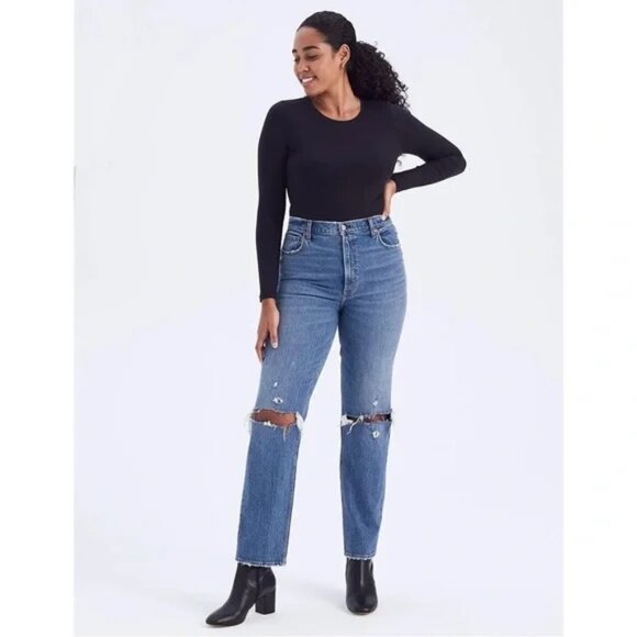 Abercrombie Curve Love 90s Ultra High Rise Straight Jeans - Size 28L - Picture 2 of 4